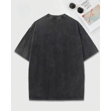 Touz Gothic Angel Baskılı Yıkamalı Vintage Unisex Oversize T-Shirt