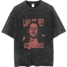 Touz Yıkamalı Lana Del Rey  Baskılı Unisex Oversize Vintage T-Shirt