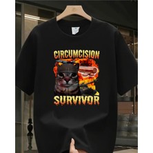 Touz Tung Tung Tung Circumcision Survivor Baskılı Yıkamalı Vintage Unisex Oversize T-Shirt