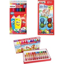 Fatih 3 Lü Boya Kırtasiye Seti (Kuru+Sulu+Pastel Boya)