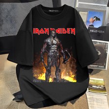 Touz Rock Serisi Iron Maiden Baskılı Unisex Oversize  T-Shirt