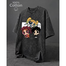Touz Retro Powerpuf Girls Baskılı Yıkamalı Vintage Unisex Oversize T-Shirt