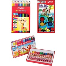 Fatih 12'li - 3'lü Set Kuru Boya + Pastel Boya + Sulu Boya