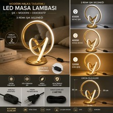 Sakin Enerji Modern Tasarım LED Masa Lambası 3 Renk Işık (3200K-4000K-6500K) 2 Metre Anahtarlı Kablolu Dekoratif Abajur