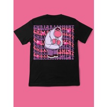 Touz Ters Yüz Karakterler Ön Arka Baskı Siyah Unisex T-Shirt