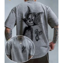 Touz Tom And Jerry Baskılı Unisex Yıkamalı Vintage Oversize T-Shirt