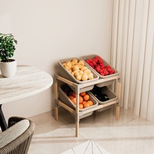 Fixwood FIX-2018-40L 2 Katlı 4 Hazneli Organizer - Bej / Natürel - 67,5X36X58 cm