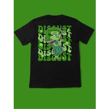 Touz Ters Yüz Karakterler Ön Arka Baskı Siyah Unisex T-Shirt