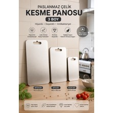 Fer Home Paslanmaz Çelik Kesme Panosu 3 Boy – Hijyenik & Antibakteriyel Doğrama Tahtası | Dayanıklı Mutfak Aksesuarı