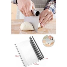 Aesco 2li Set Hamur Şekillendirici Eğik Pasta Spatulası +Metal Hamur Kesici Kazıyıcı Spatula