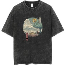 Touz Yıkamalı Neighbor's Ukiyo-E Unisex Eskitme T-Shirt