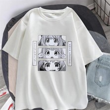 Touz Triple Anya Forger Baskılı Beyaz Unisex Oversize T-Shirt
