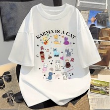 Touz Karma Is Cat Baskılı Unisex Oversize  T-Shirt