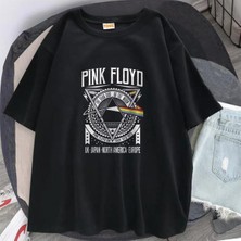 Touz Eysa Rock Serisi Pink Floyd Siyah Unisex Oversize T-Shirt