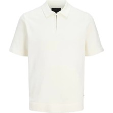 Jack & Jones 12295861 Jprblamilano Spring Knit Zip Polo Ss Sn Tişört Krem