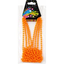 Aesco Neon Turuncu Boncuk Kolye 80 cm – Retro 80’ler 90’lar Parti Aksesuarı