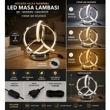 Sakin Enerji Modern Tasarım LED Masa Lambası 3 Renk Işık (3200K-4000K-6500K) 2 Metre Anahtarlı Kablolu Dekoratif Abajur
