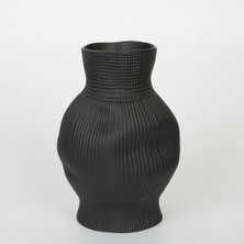 Evdema Siyah Darbeli Vazo Uzun 17*17*30 cm AK.JM00009