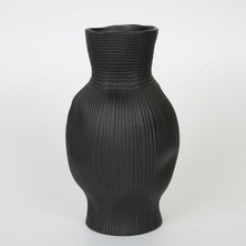Evdema Siyah Darbeli Vazo Kısa 15*15*23 cm AK.JM00011