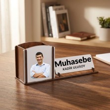 Çılgıntrend Fotoğraf Baskılı ve Isim Yazılı Doğal Ahşap Masaüstü Düzenleyici Organizer - Kurumsal Ofis Hediyeleri
