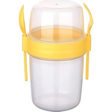 Aesco Çift Hazneli - Çatal Kaşıklı Portatif Müsli -Atıştırmalık Kabı 1100 ml