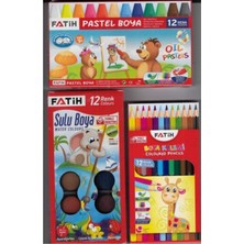 Fatih Pastel 12^li+Sulu Boya 12^li+Kuru BOYA12^LI Set 3 Birarda