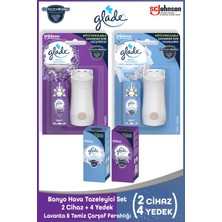 Glade Banyo Hava Tazeleyici Set | 2 Cihaz + 4 Yedek (Lavanta & Temiz Çarşaf Ferahlığı)