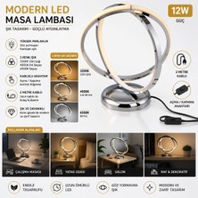Sakin Enerji Modern Tasarım LED Masa Lambası 3 Renk Işık (3200K-4000K-6500K) 2 Metre Anahtarlı Kablolu Dekoratif Abajur