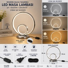 Sakin Enerji Modern Tasarım LED Masa Lambası 3 Renk Işık (3200K-4000K-6500K) 2 Metre Anahtarlı Kablolu Dekoratif Abajur