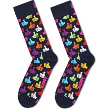 Happy Socks Kadın Lacivert Desenli Pamuklu Çorap THU01-6550