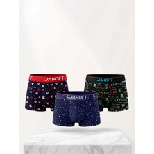 Jakoft Classic Pamuklu Erkek Boxer 3'lü Paket Desenli
