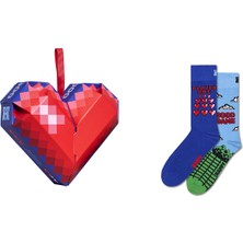 Happy Socks Erkek Çok Renkli Desenli Pamuklu 2'li Çorap Seti P003363