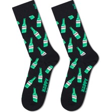Happy Socks Erkek Siyah Desenli Pamuklu Çorap P004500