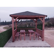 Şen Mobilya Uzun Ömürlü Bahçe Oturma Kamelyası Yazlık Için Kalın Kesit Ahşap Emprenyeli Çam Ağacından 9 M² 300X300 cm