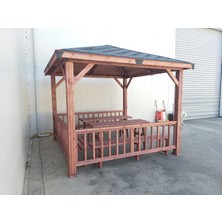 Şen Mobilya Maun Renk Ahşap Pergola Maun Renk Hobi Bahçesi Için Emprenyeli Çam Ağacından 9 M² 300X300 cm