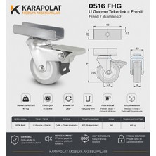 Karapolat 18 mm U Geçme Frenli  Mobilya Tekeri Sehpa Masa Ofis Dolabı Tekeri