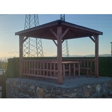 Şen Mobilya Lambiri ve Yaprak Şıngıl Bahçe Pergolası Hobi Bahçesi Için 300X300 cm Emprenyeli Çam Ağacından 9 M²