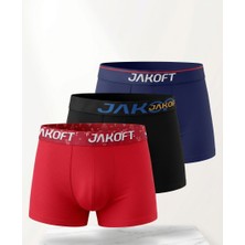 Jakoft Classic Pamuklu Erkek Boxer 3'lü Paket Kırmızı - Siyah - Lacivert