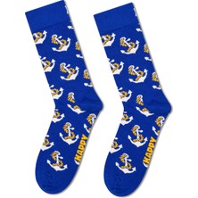 Happy Socks Kadın Mavi Çapa Desenli Pamuklu Çorap P002597
