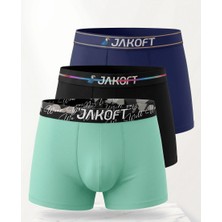 Jakoft Classic Pamuklu Erkek Boxer 3'lü Paket Yeşil - Lacivert - Siyah