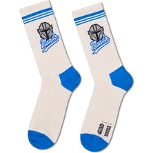 Happy Socks Erkek Beyaz Star Wars Mando Desenli Pamuklu Çorap P005730