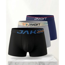 Jakoft Classic Pamuklu Erkek Boxer 3'lü Paket Siyah - Gri - Lacivert
