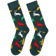 Happy Socks Erkek Yeşil Desenli Pamuklu Çorap P003279
