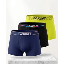 Jakoft Classic Pamuklu Erkek Boxer 3'lü Paket Siyah - Sarı - Lacivert
