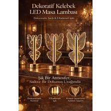 Maison Luré Dekoratif Kelebek LED Masa Lambası - Dokunmatik ve 3 Kademeli Işık Masa ve Gece Lambası