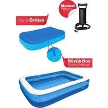 Vaelmont Büyük Boy Dikdörtgen Şişme Havuz Pompa ve Örtü Seti - 305X183X56 cm Şişme Havuz & Aksesuarı