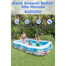 Vaelmont Balık Desenli Şeffaf Aile Havuzu, Geniş ve Rahat Kullanım Şişme Havuz & Aksesuarı