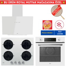 Hoover Roma /  Beyaz Cam Dijital Turbo Ankastre Set (HO3158W+ HVW6MW +HDG6C1GWTK)