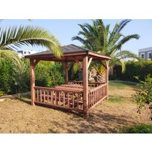 Şen Mobilya Dış Mekan Kamelyası Kafe ve Restoran Için Emprenyeli Ahşap Dayanıklı Ahşap Çam Ağacından 9 M² 300X300 cm
