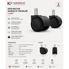 Karapolat Ofis Koltuğu Tekerleği 50 mm Pimli 2 Adet Sandalye Koltuk Tekeri